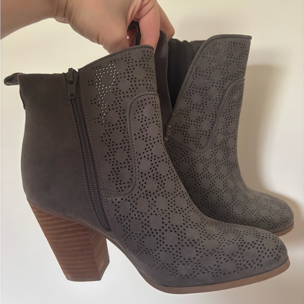 Gray Suede Ankle Boots